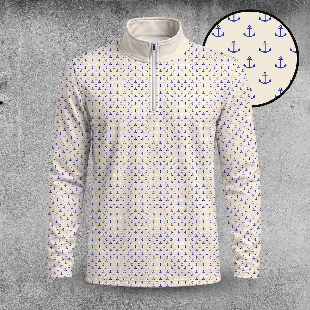 Blue Vanilla Anchor Men Quarter-zip Pullover