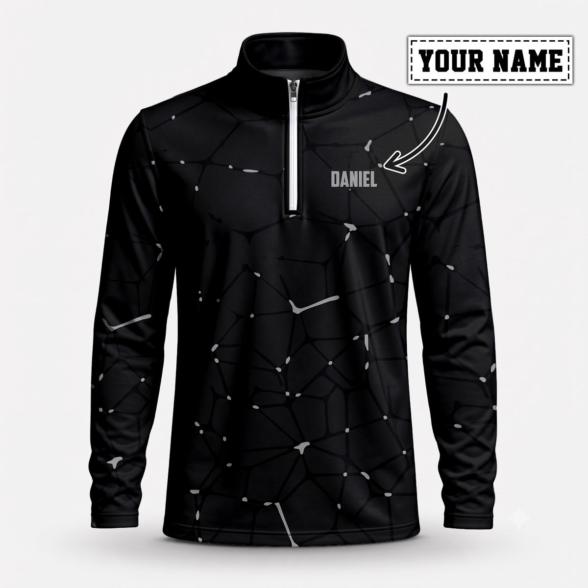 Dark Gey Net Men Quarter-zip Pullover