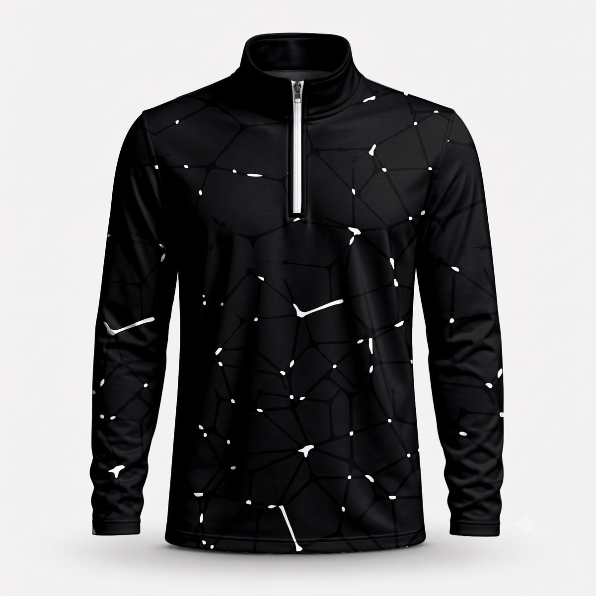 Dark White Net Men Quarter-zip Pullover