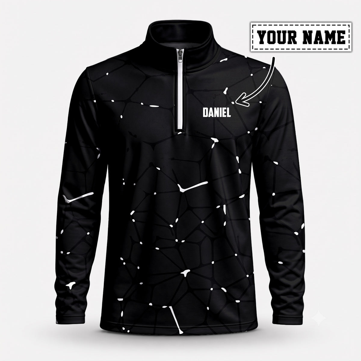 Dark White Net Men Quarter-zip Pullover