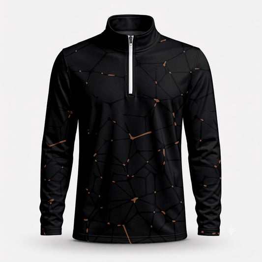 Black Dark Net Brown Men Quarter-zip Pullover