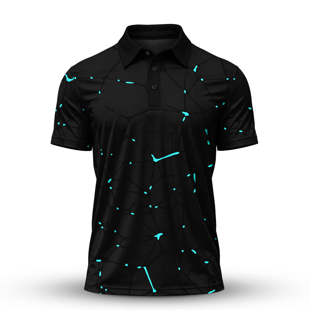 Black Dark Net Cyan Men Polo Shirt