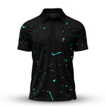 Black Dark Net Cyan Men Polo Shirt