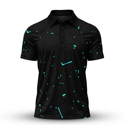 Black Dark Net Cyan Men Polo Shirt