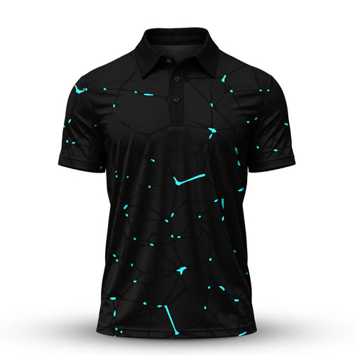Black Dark Net Cyan Men Polo Shirt