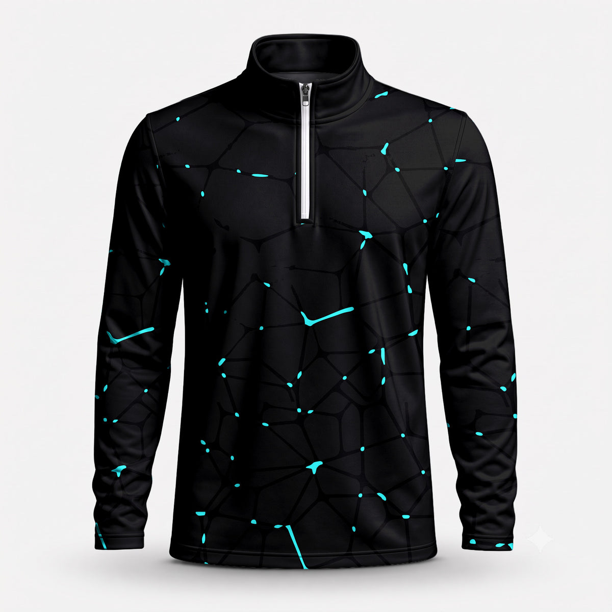 Black Dark Net Cyan Men Quarter-zip Pullover
