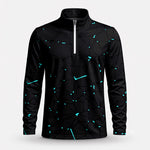 Black Dark Net Cyan Men Quarter-zip Pullover