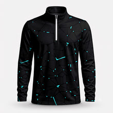 Black Dark Net Cyan Men Quarter-zip Pullover