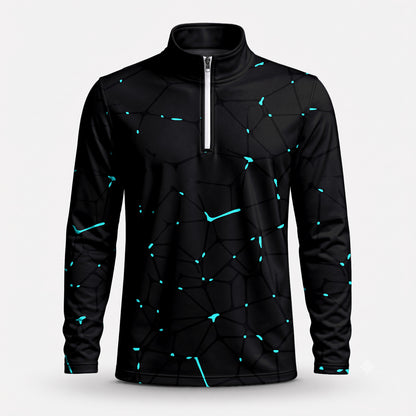 Black Dark Net Cyan Men Quarter-zip Pullover
