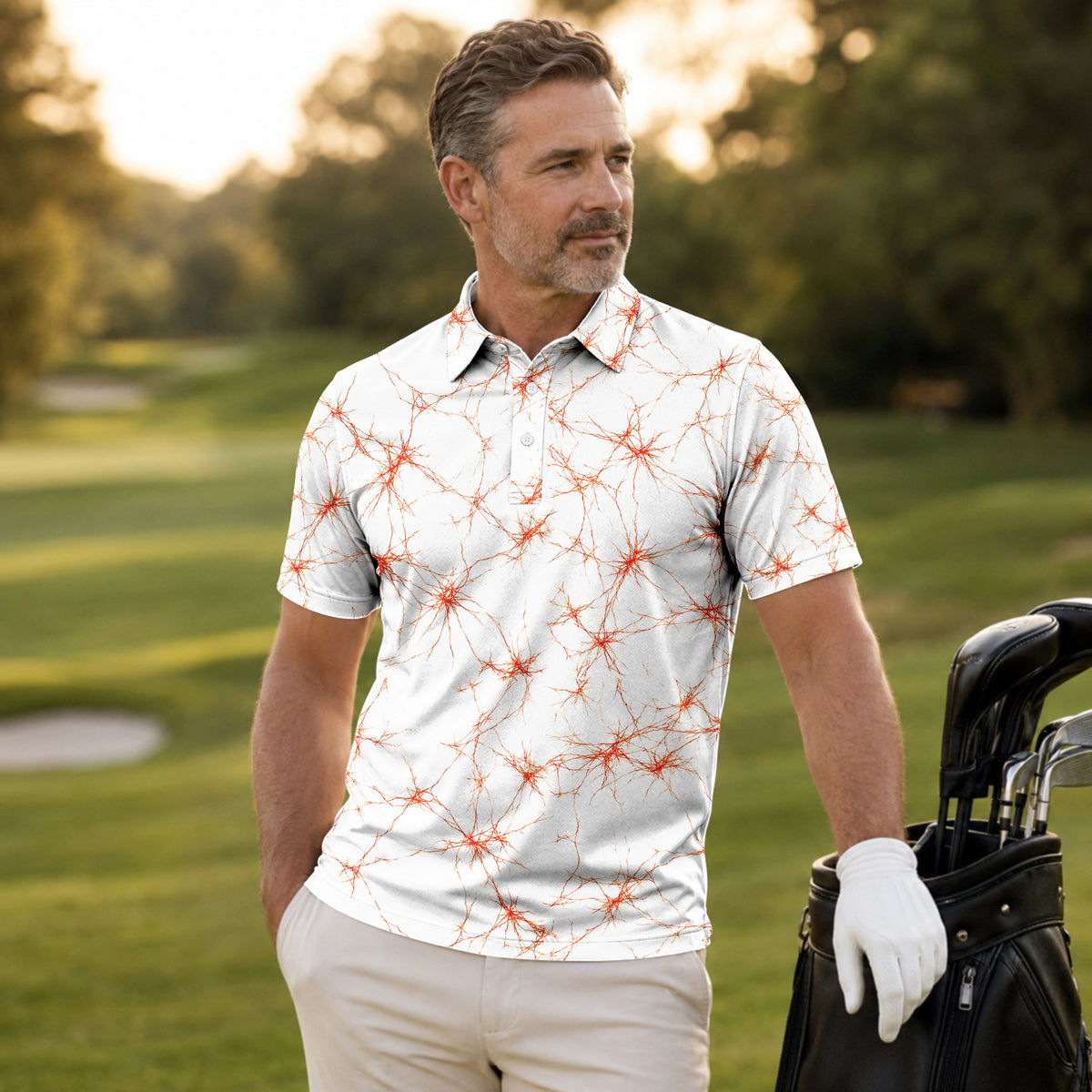 Orange Neurons Men Polo Shirt