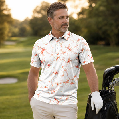 Orange Neurons Men Polo Shirt