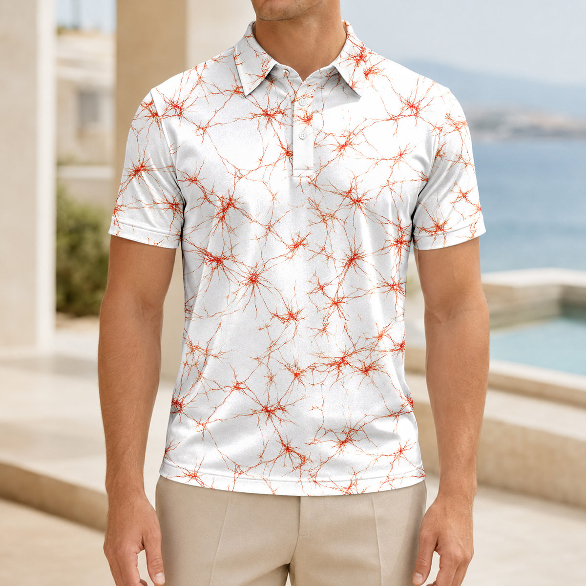 Orange Neurons Men Polo Shirt
