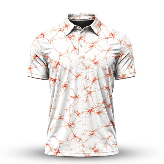 Orange Neurons Men Polo Shirt