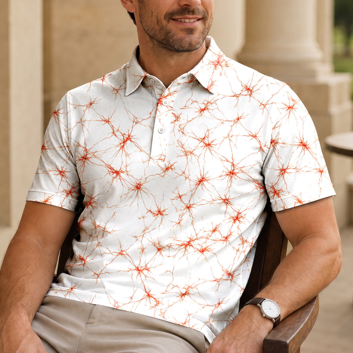 Orange Neurons Men Polo Shirt