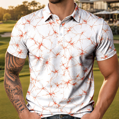 Orange Neurons Men Polo Shirt