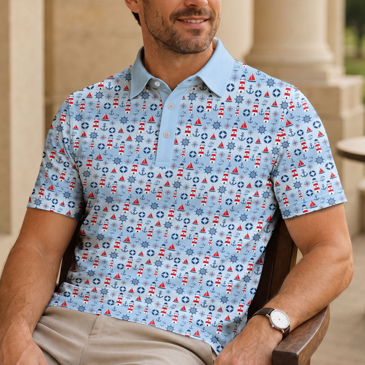 The Sea Blue Red Men Polo Shirt
