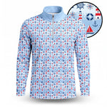 The Sea Blue Red Men Quarter-zip Pullover