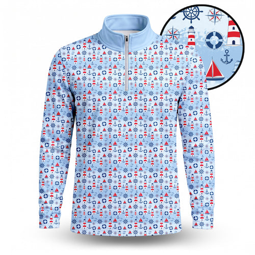 The Sea Blue Red Men Quarter-zip Pullover