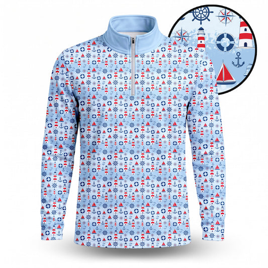 The Sea Blue Red Men Quarter-zip Pullover