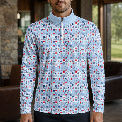 The Sea Blue Red Men Quarter-zip Pullover