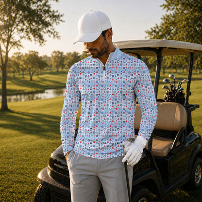 The Sea Blue Red Men Quarter-zip Pullover