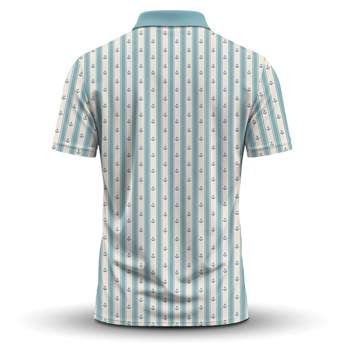 Cyan Anchor Striped Men Polo Shirt
