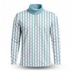 Cyan Anchor Striped Men Quarter-zip Pullover