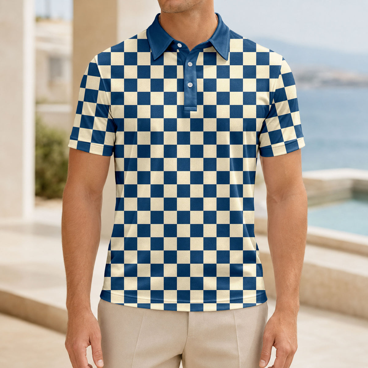 Blue Vanilla Caro Men Polo Shirt