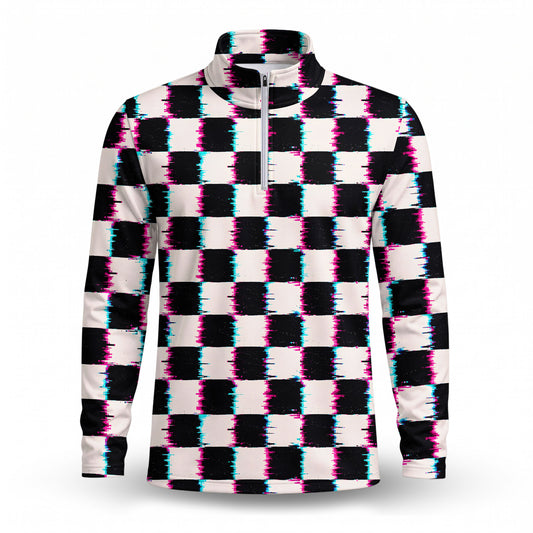 Drunk Caro Pattern Men Quarter-zip Pullover