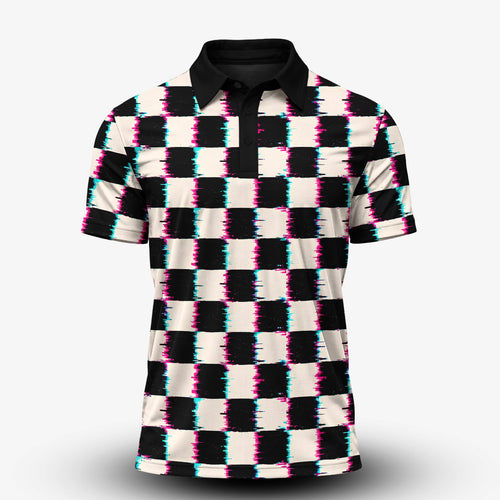 Drunk Caro Pattern Men Polo Shirt