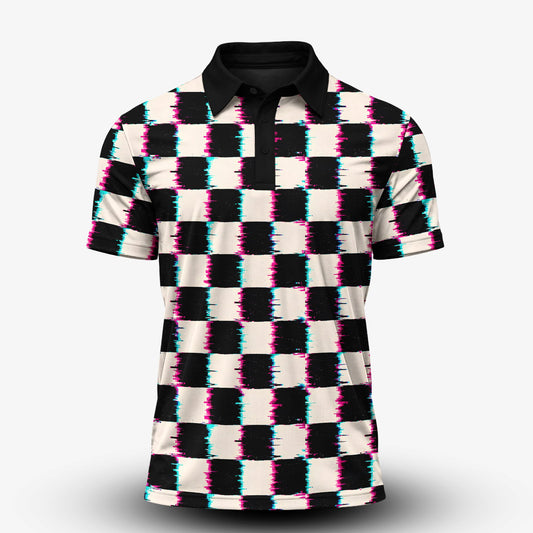 Drunk Caro Pattern Men Polo Shirt