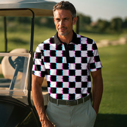 Drunk Caro Pattern Men Polo Shirt