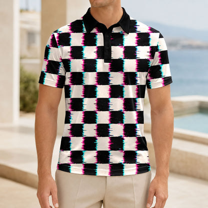 Drunk Caro Pattern Men Polo Shirt