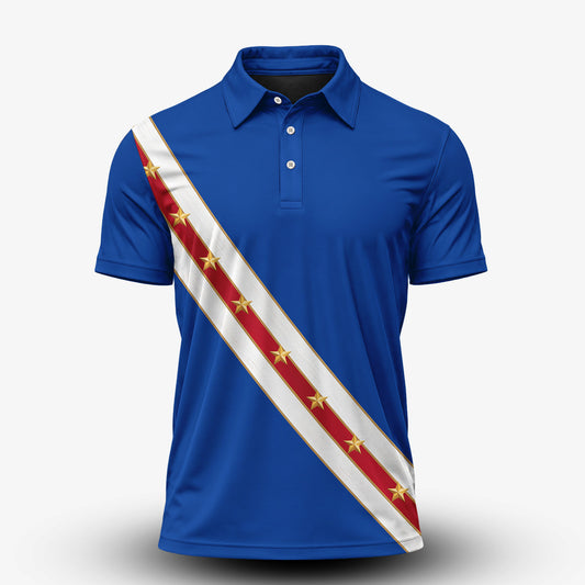 Blue White Diagonal Men Polo Shirt