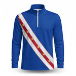 Blue White Diagonal Men Quarter-zip Pullover
