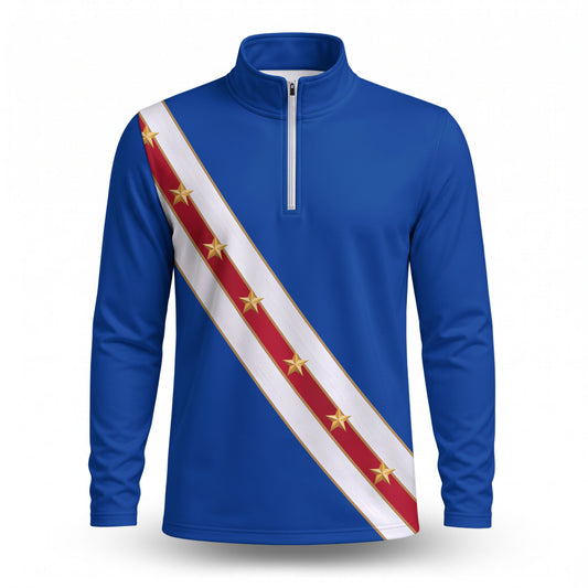 Blue White Diagonal Men Quarter-zip Pullover