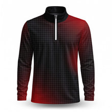 Black Red Sporty Men Quarter-zip Pullover