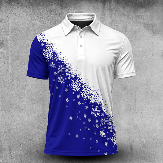 Blue Half Snow Men Polo Shirt