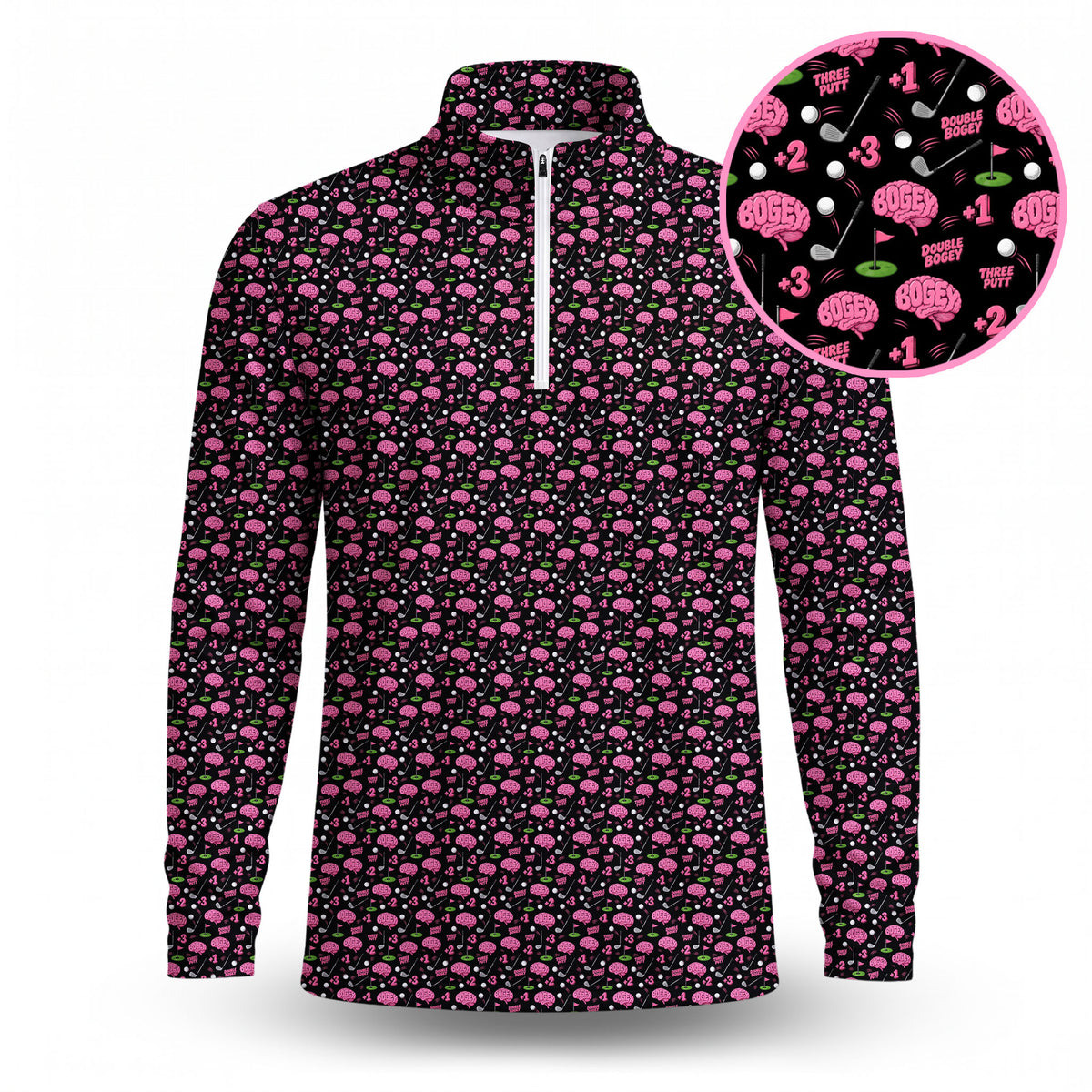 Bogey Brain Men Polo Quarter-zip Pullover