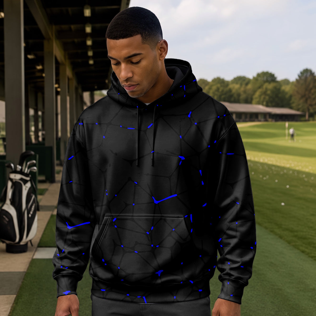 Dark Blue Net  Men Hoodie