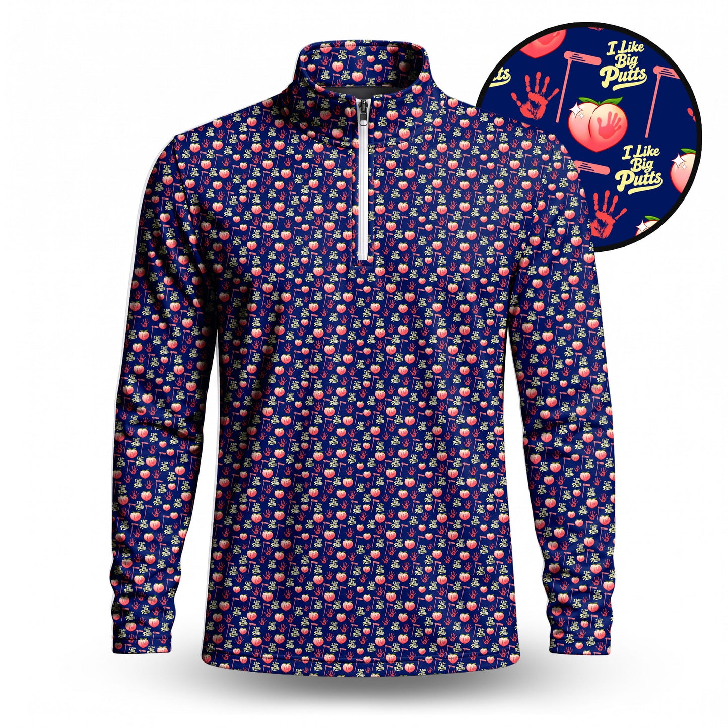 I Like Big Putts Pattern Men Quarter-zip Pullover