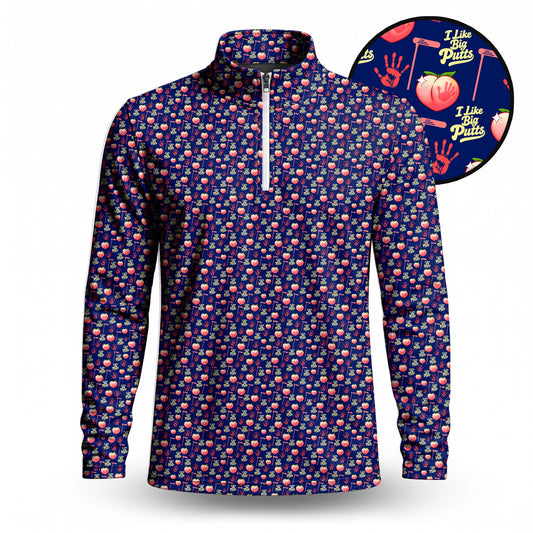 I Like Big Putts Pattern Men Quarter-zip Pullover