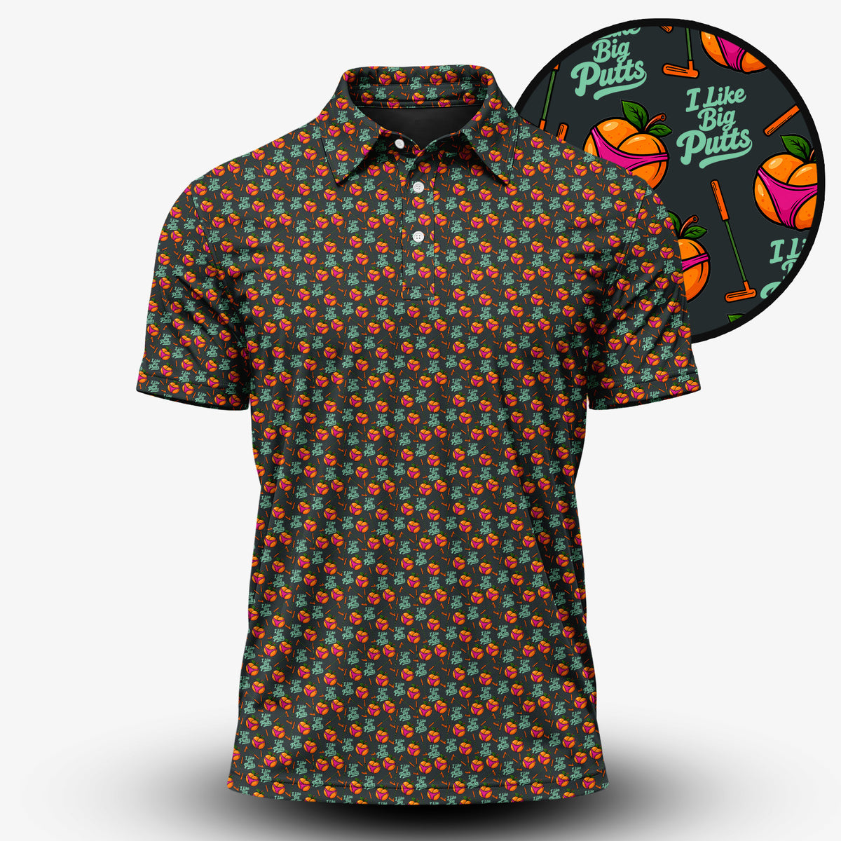 I Like Big Putts Orange Men Polo Shirt