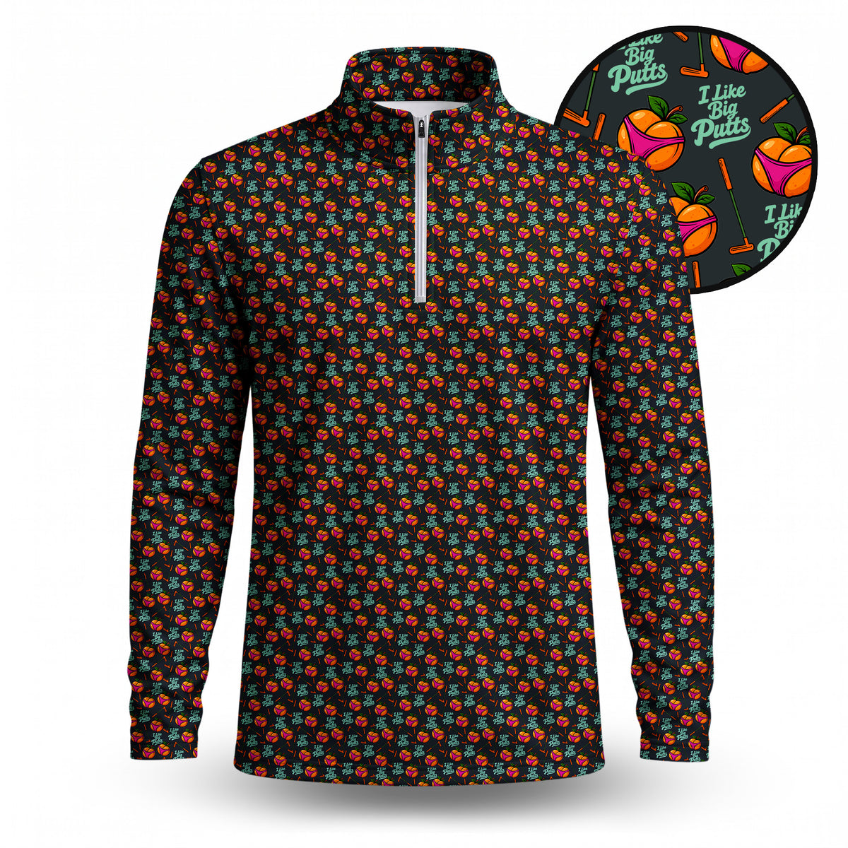 I Like Big Putts Orange Men Quarter-zip Pullover