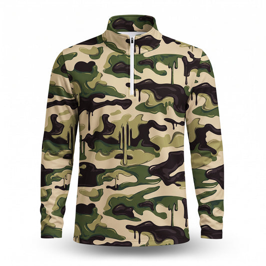 Camo Paint Men Quarter-zip Pullover