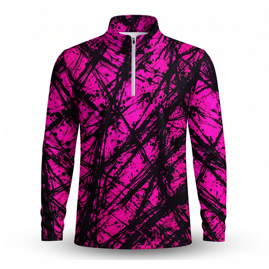 Loud Pink Black Men Quarter-zip Pullover