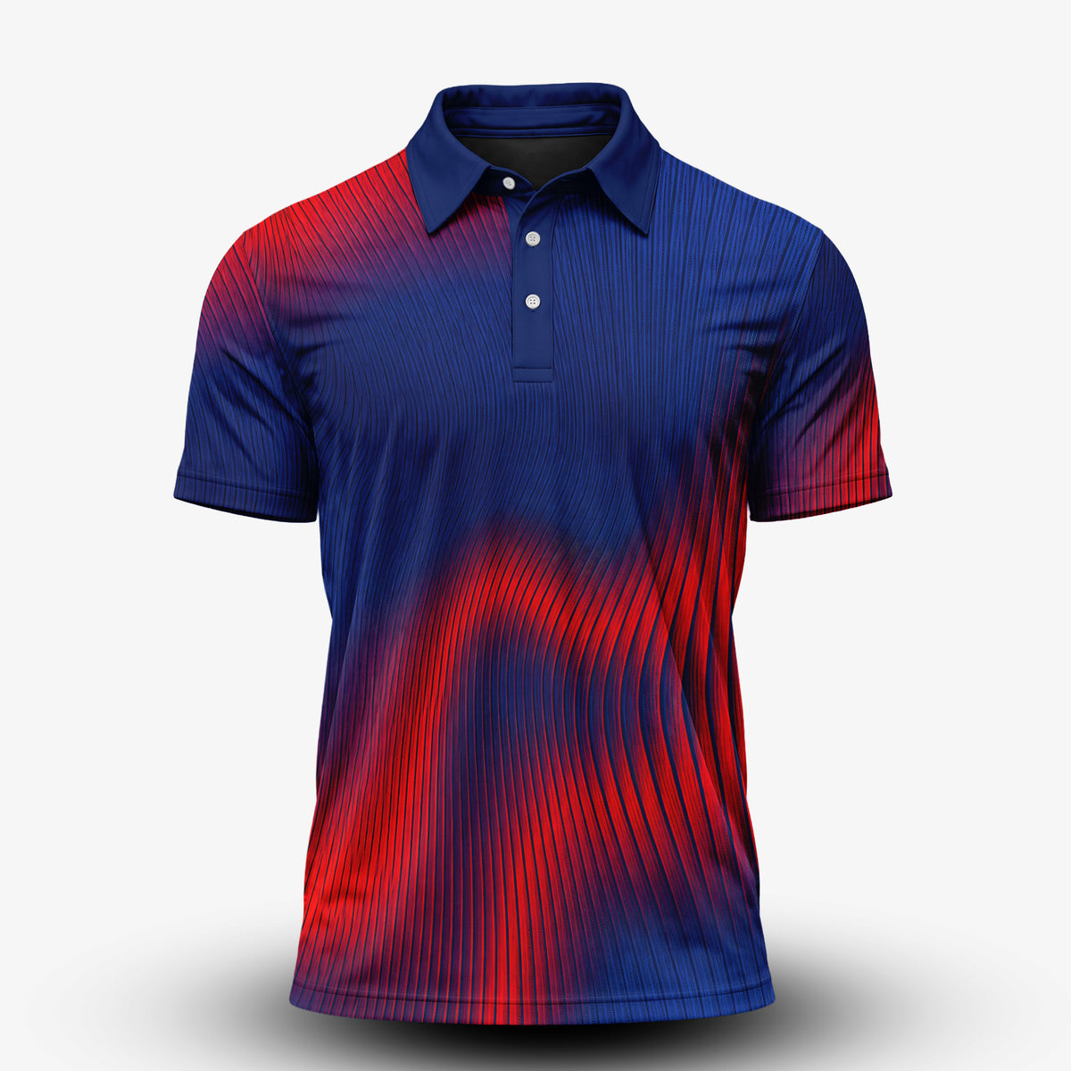 Blue Red Wave Sporty Men Polo Shirt