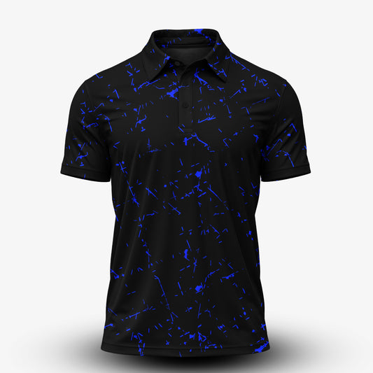 Blue Black Scratch Men Polo Shirt