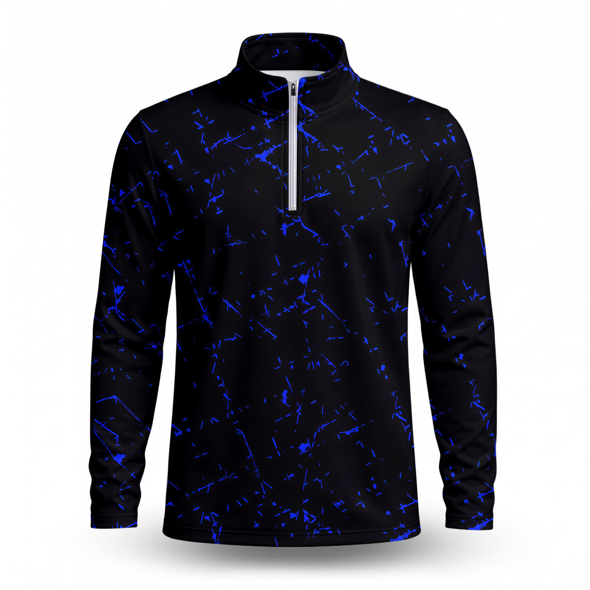 Blue Black Scratch Men Quarter-zip Pullover