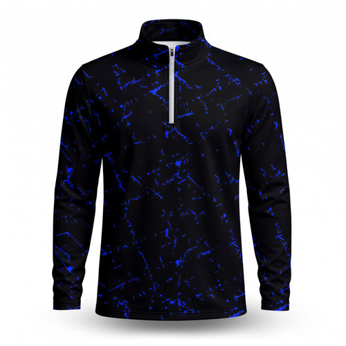 Blue Black Scratch Men Quarter-zip Pullover